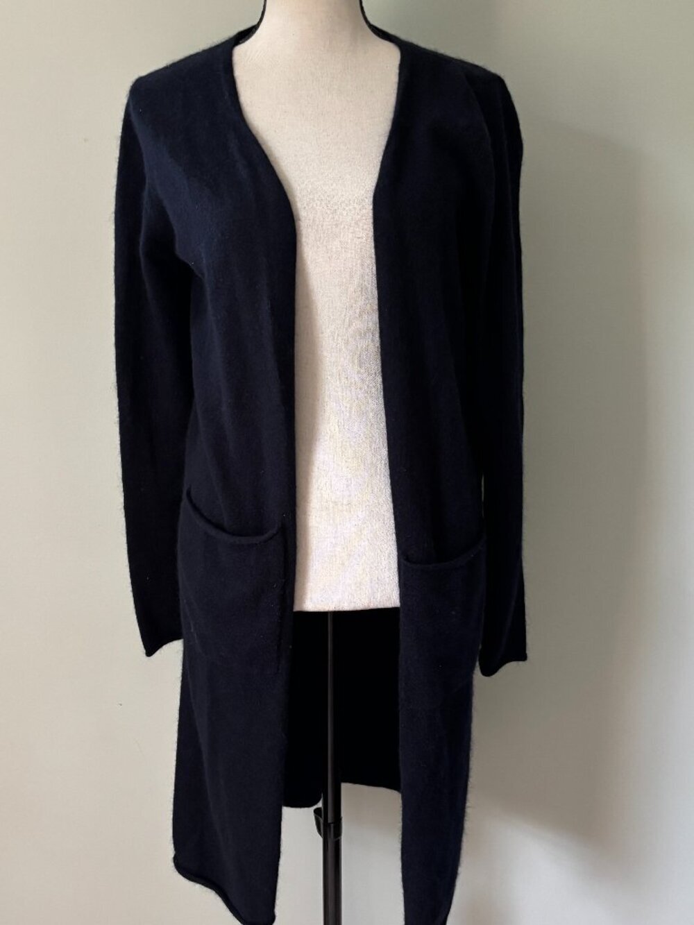 naïf Montréal Navy Angora Wool Duster Cardigan with Pockets Size M Like New
